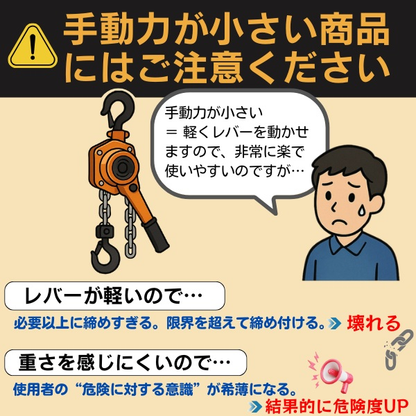 レバーホイスト 1.6t（品質保証 購入日から6ヶ月）ISO9001認証工場で製造