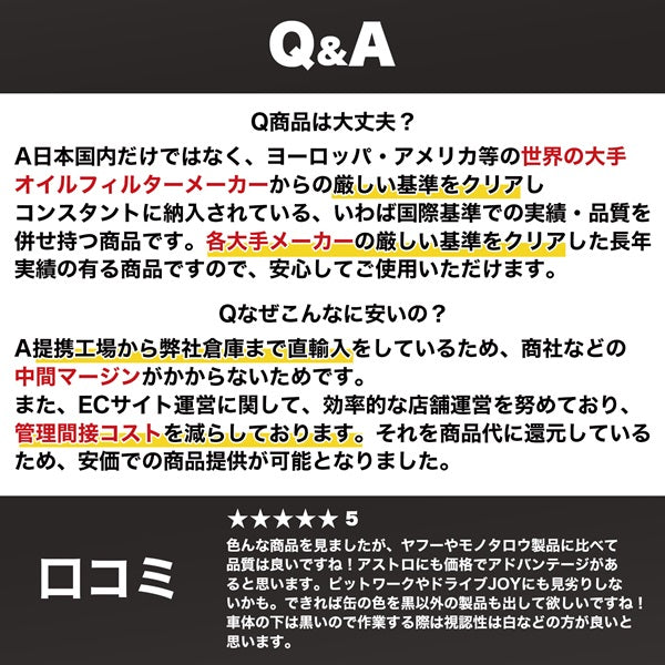 MO-1 オイルフィルター（スバル・マツダ・三菱）ISO9001認証工場で製造