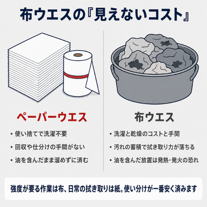 ペーパーウエス 業務用 大容量1000カット｜カットタイプ 280×380mm｜1巻/2巻 紙ウエス