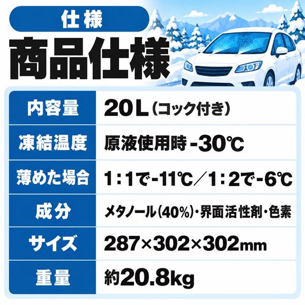 ウォッシャー液 業務用 20L 寒冷地用 ジョイフル J-56【-30℃対応・希釈OK】