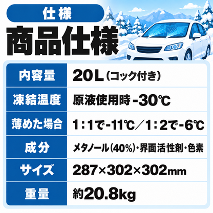ウォッシャー液 業務用 20L 寒冷地用 ジョイフル J-56【-30℃対応・希釈OK】