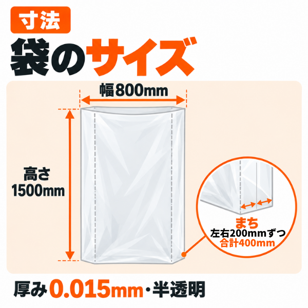 タイヤ袋 4WD・SUV用 100枚入｜大きめタイヤ保管袋 まち400mm・高さ1500mm 業務用