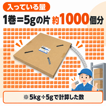 バランスウェイト 貼り付け ロール 5kg 鉄製（鉛フリー）シルバー 5g刻み アルミホイール用