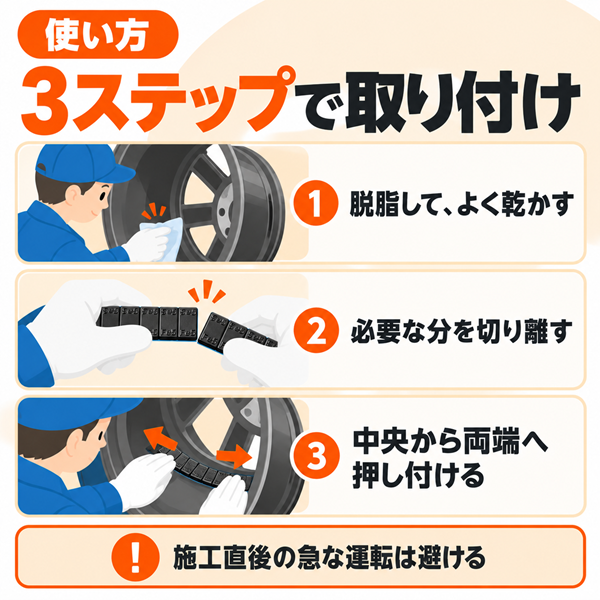 バランスウェイト 貼り付け 板状 鉄製（鉛フリー）ブラック 5g刻み 75g×40本（3kg）アルミホイール用
