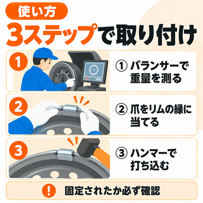 バランスウェイト 打込み スチールホイール専用 鉛製 10g〜50g（9サイズ）各50個入