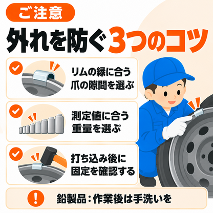 バランスウェイト 打込み スチールホイール専用 鉛製 10g〜50g（9サイズ）各50個入