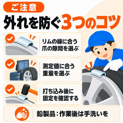 バランスウェイト 打込み 純正アルミホイール専用 鉛製 10g〜50g（9サイズ）各50個入