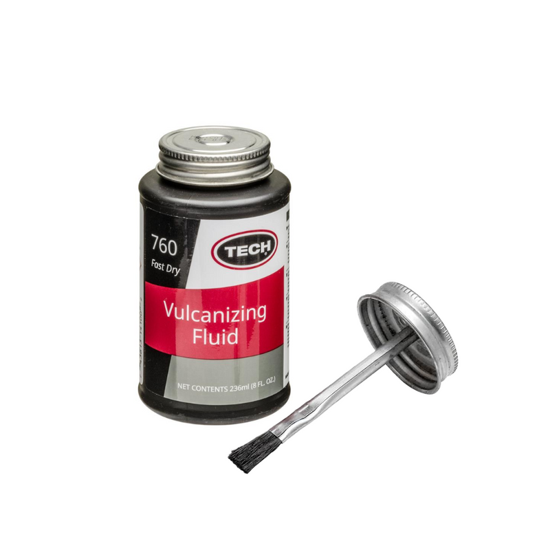 TECH 強力加硫セメント #760 ハケ付き｜タイヤパンク修理用 速乾3〜5分 236mL（ゴムのり・パンク修理セメント）