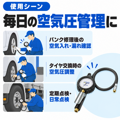 ミシュラン ダイヌゲージ カプラー（22PM）同梱｜エア注入・測定・エア抜き3機能 最大1200kPa タイヤゲージ（エアゲージ・空気圧計）